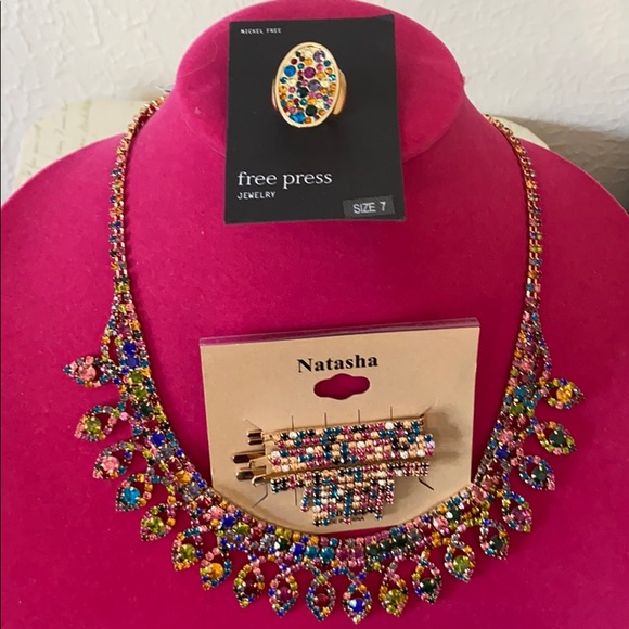 Natasha jewelry a multi color of rhinestones - Picture 3 of 4